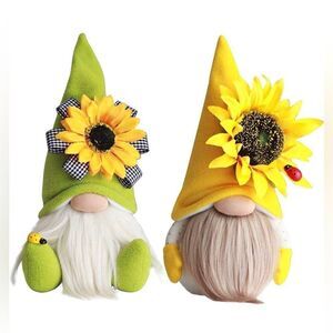 2 PCS Bumble Bee Spring Gnome Plush with Sunflower